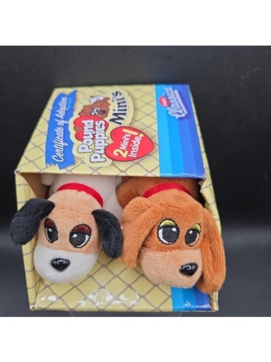 Basic Fun Other - Pound Puppies Minis 2-Pack Plush Toys With Box New Puppy Adoption Certificate